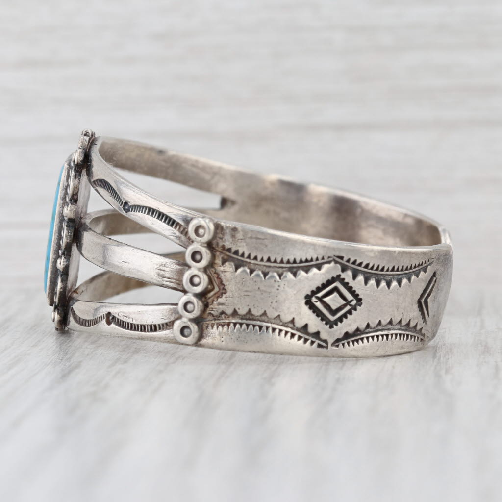 Vintage Native American Cuff Bracelet Stamped Sterling Silver 6.5"