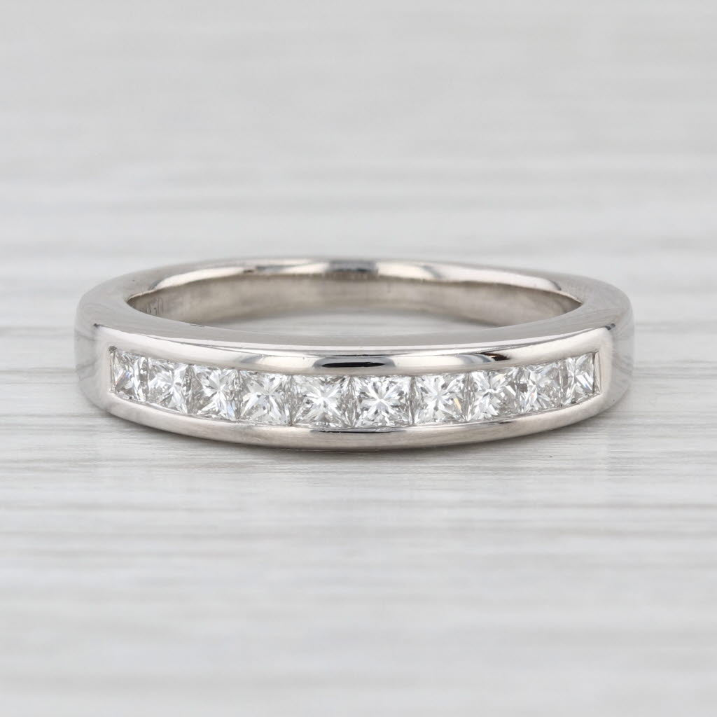 0.50ctw VS2 Channel Set Princess Wedding Band 950 Platinum Size 6-6.25 Ring