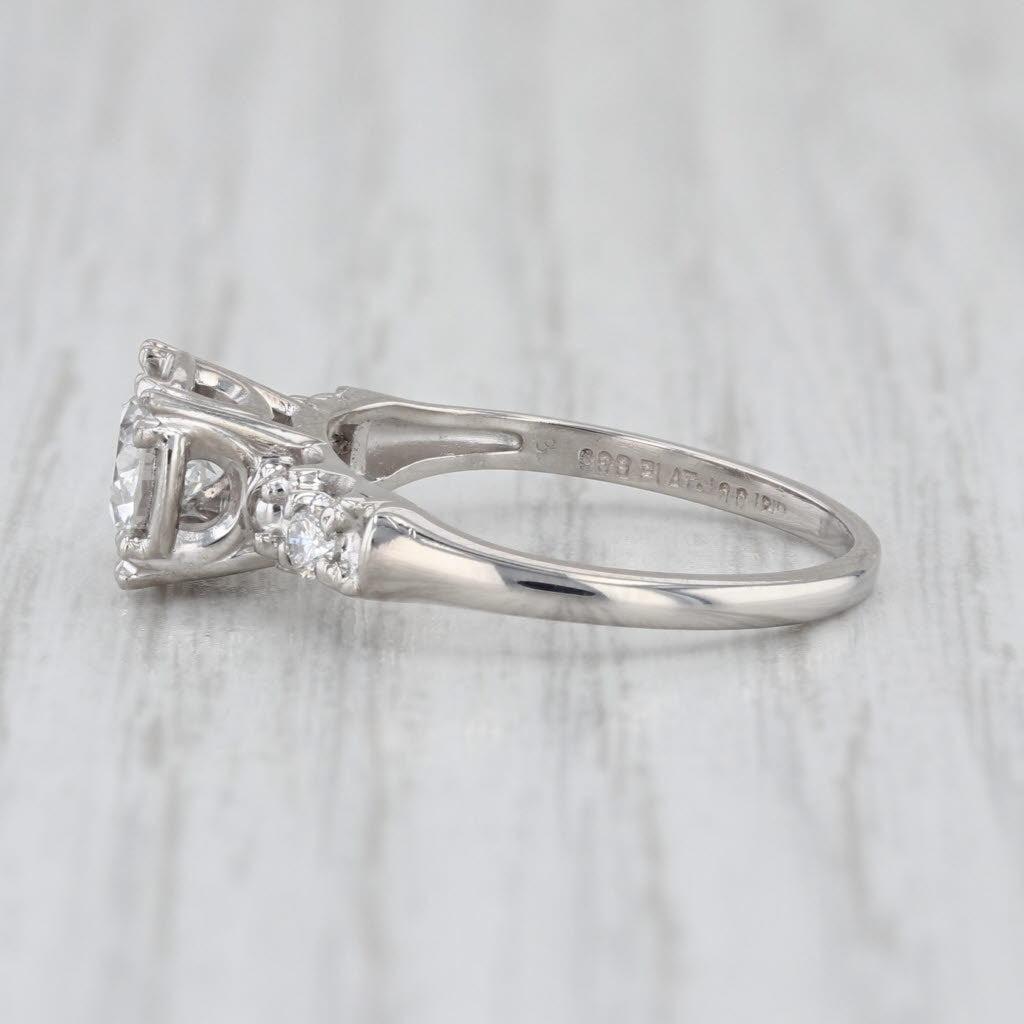 Vintage Round 0.64ctw Diamond Engagement Ring 900 Platinum Size 6