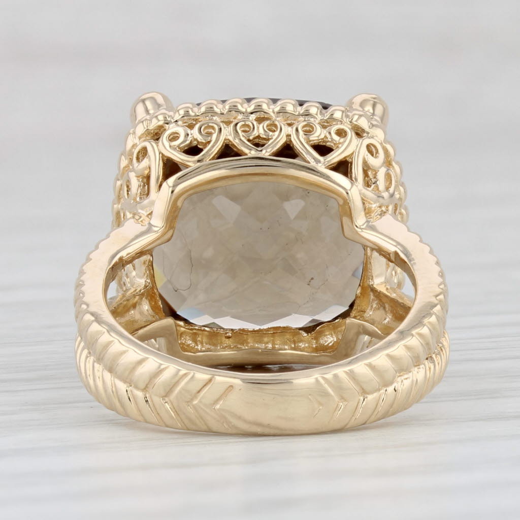 Light Gray 11.44ctw Smoky Quartz Diamond Ring 14k Yellow Gold Size 5.25 Cocktail