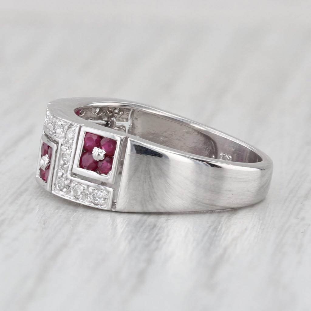 0.63ctw Ruby Diamond Ring 14k White Gold Size 7 Stackable Band