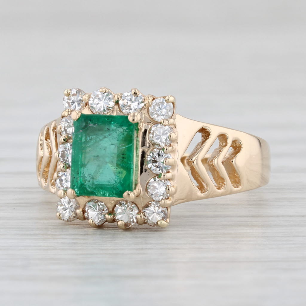 Light Gray 1.49ctw Emerald Diamond Ring 14k Yellow Gold Size 8 Emerald Cut