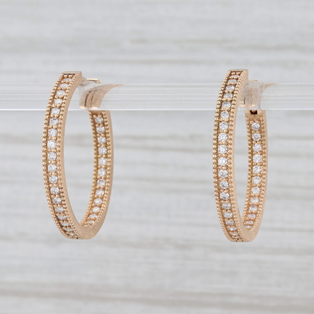 New Nina Wynn Gemma 0.70ctw Diamond Inside Out Hoop Earrings 18k Yellow Gold
