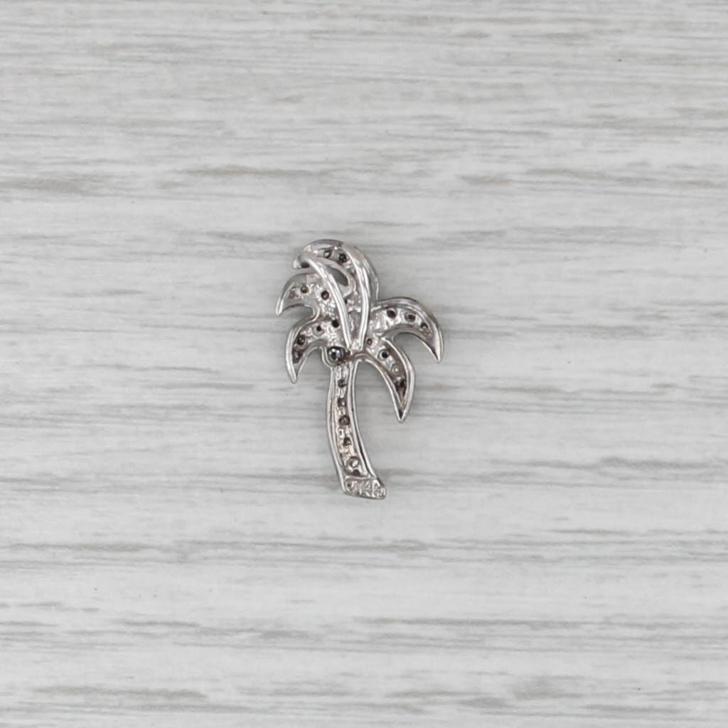 0.23ctw Diamond Palm Tree Pendant 14k White Gold Floating Drop