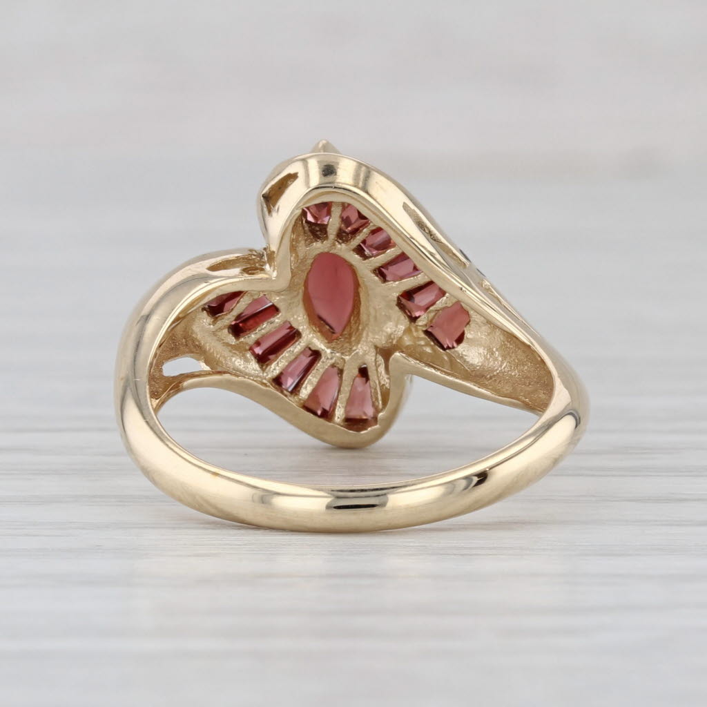 1.44ctw Marquise Garnet Bypass Ring 10k Yellow Gold Size 8