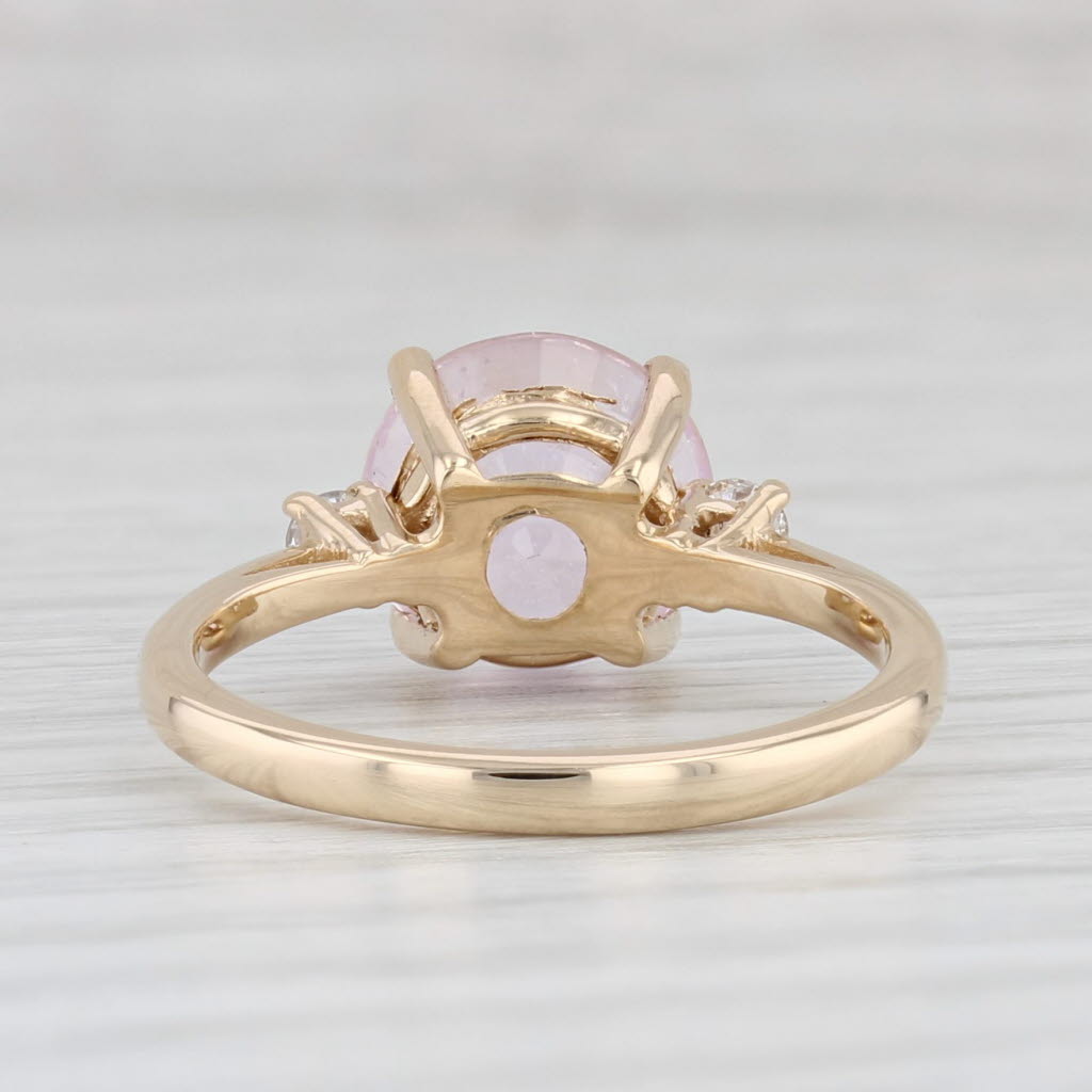 Light Gray 3.20ctw Round Pink Kunzite Diamond Ring 14k Yellow Gold Size 6.25