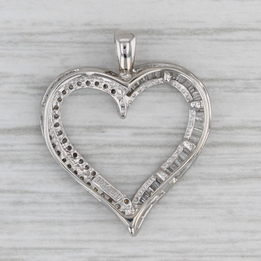 Gray 0.26ctw Diamond Open Heart Pendant 10k White Gold