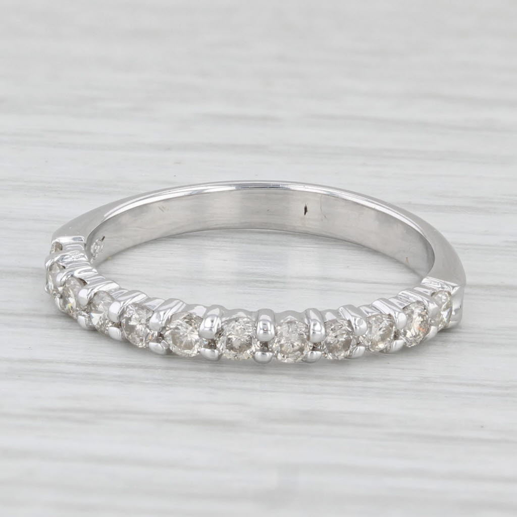 Light Gray 0.40ctw Diamond Wedding Band 14k White Gold Stackable Anniversary Ring Size 5.5