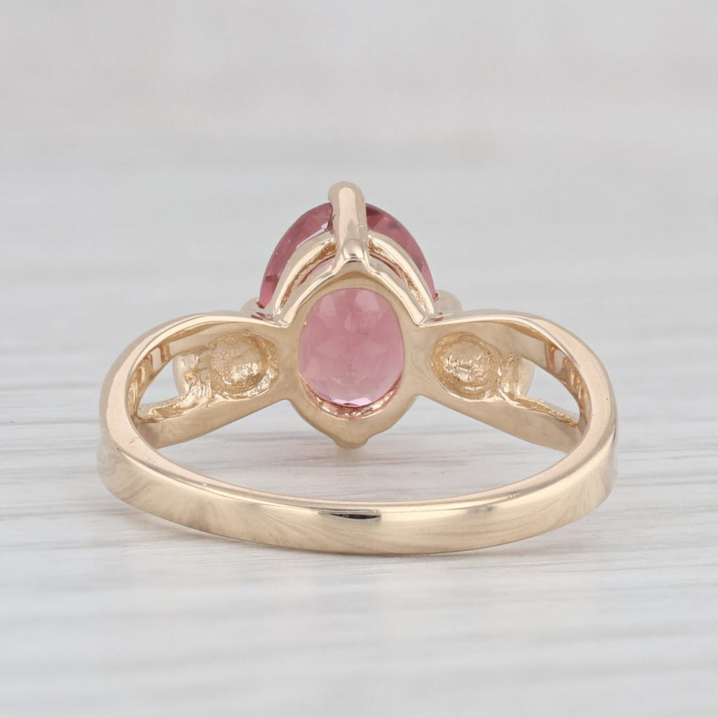 Light Gray 2ct Oval Pink Tourmaline Solitaire Ring 14k Yellow Gold Size 7