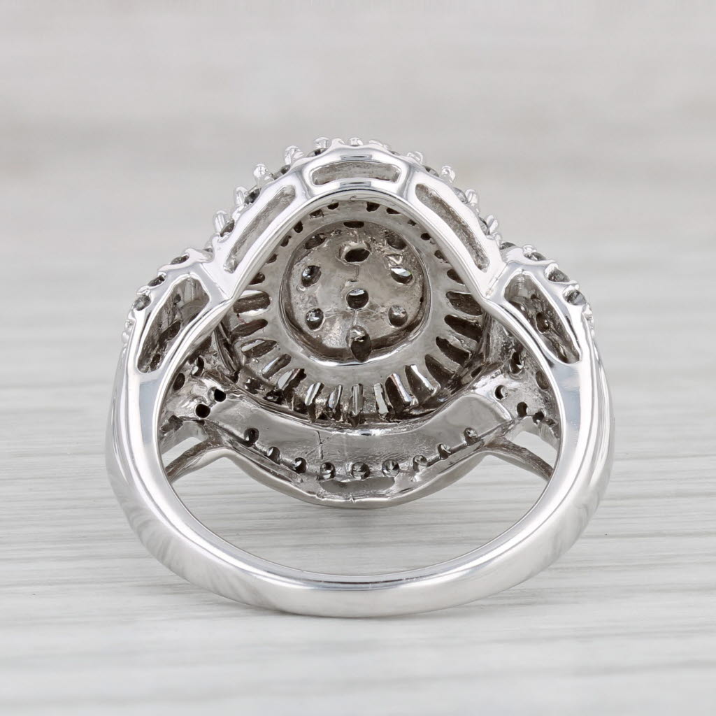 Light Gray 1.60ctw Diamond Cluster Cocktail Ring 10k White Gold Size 7