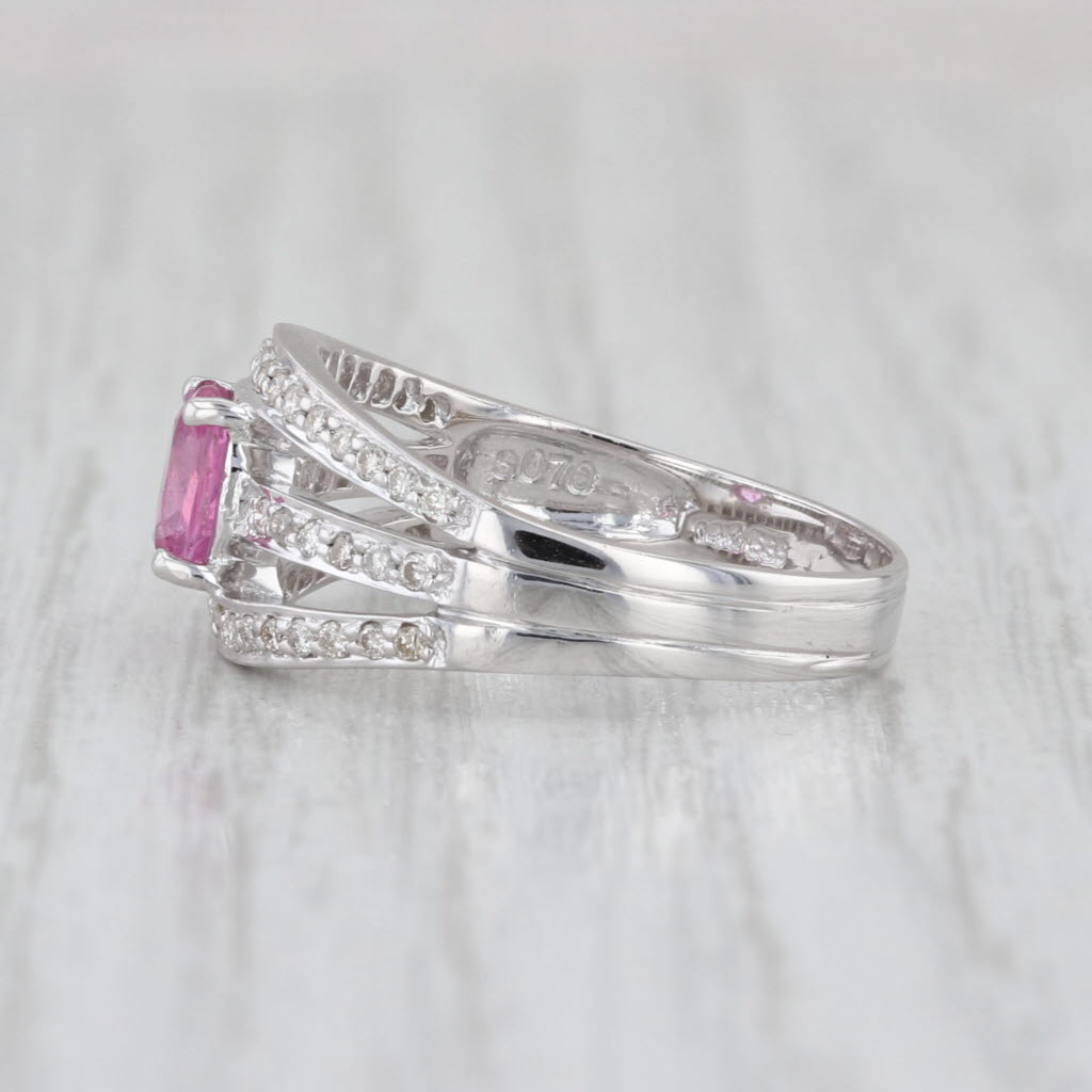 0.93ctw Pink Sapphire Diamond Ring 14k White Gold Size 7.25 Multiband Style