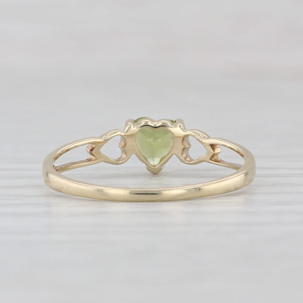 0.40ct Peridot Heart Solitaire Ring 10k Yellow Gold Size 6.75 Stackable