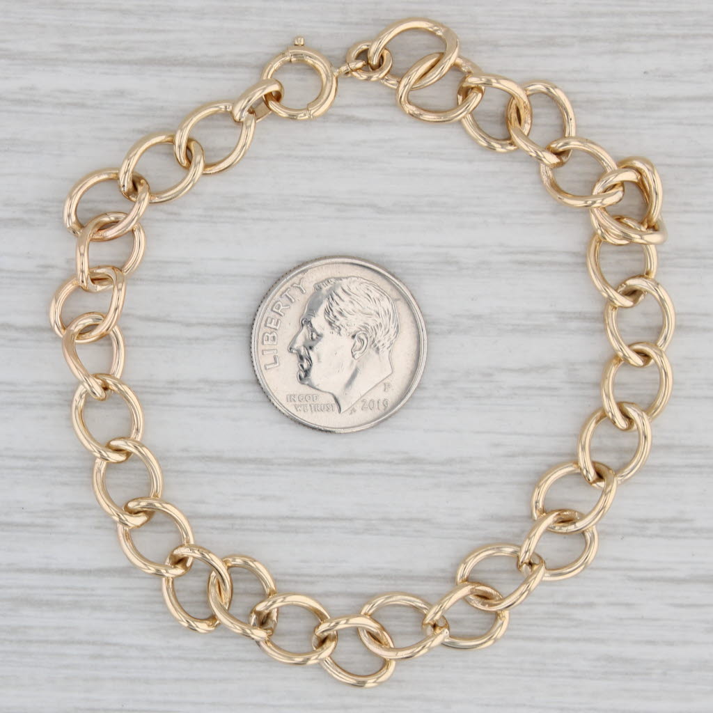 Gray Curb Chain Bracelet 14k Yellow Gold 7.75" 5.8mm