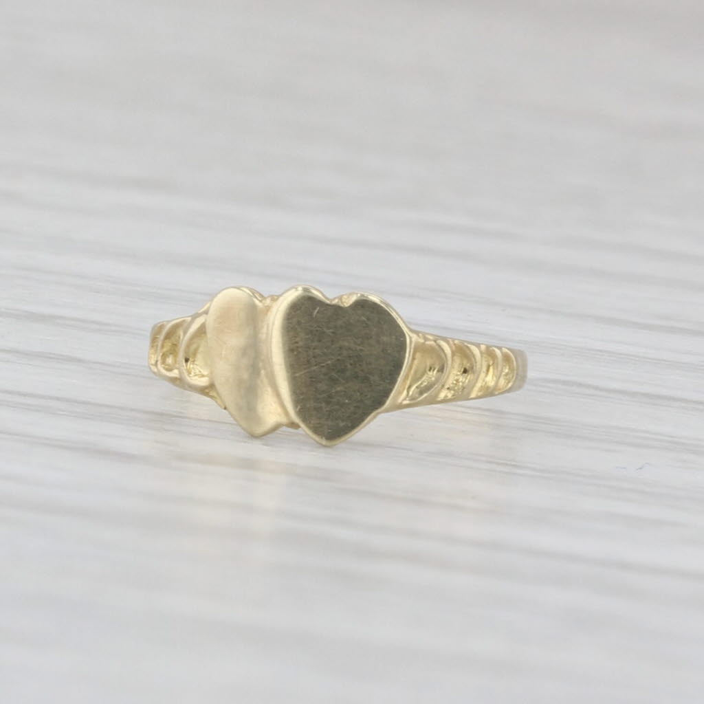Vintage Engravable Hearts Ring 14k Yellow Gold Small Baby Size