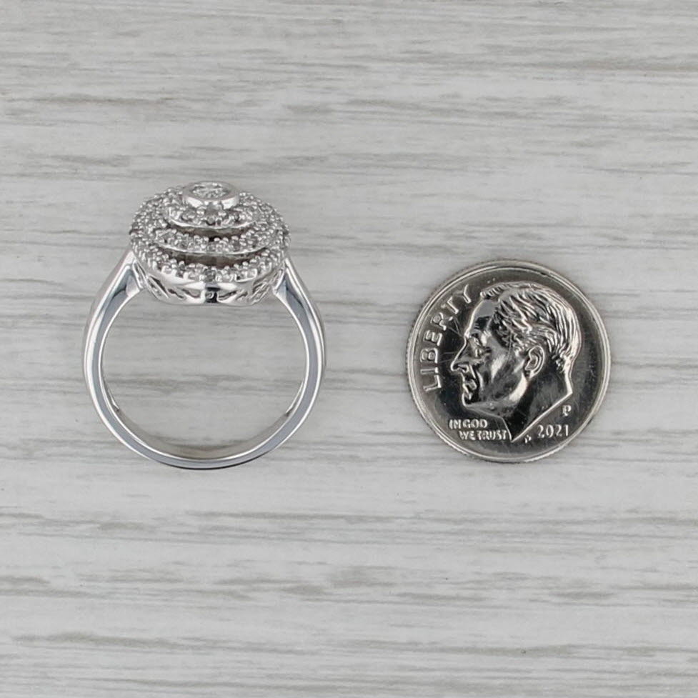 0.48ctw Diamond Halos Engagement Ring 14k White Gold Size 7.25