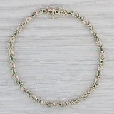 0.95ctw Emerald Diamond Tennis Bracelet 14k Yellow Gold 7" 3.6mm