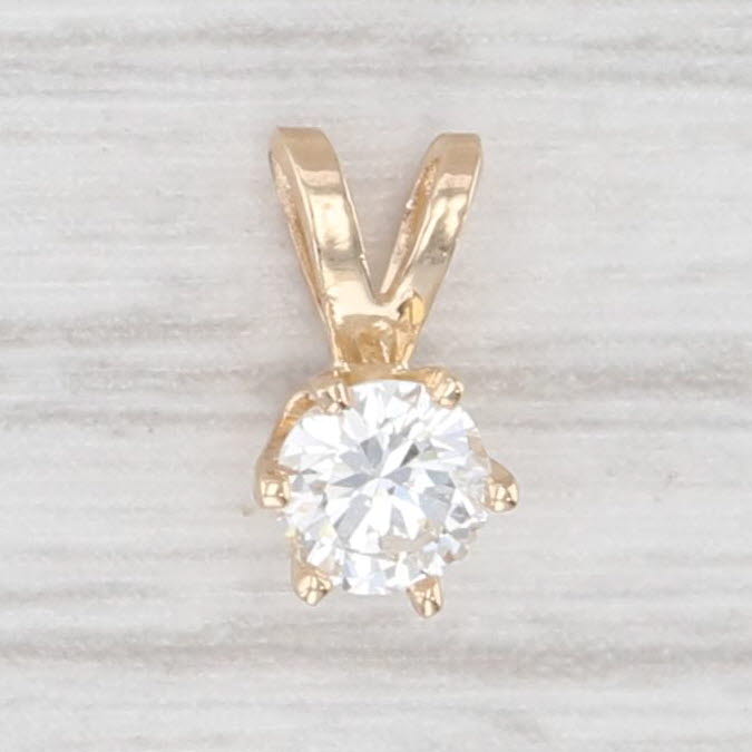 Light Gray New 0.26ct Round Solitaire Small Drop Pendant 14k Yellow Gold