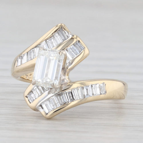 Light Gray 1.54ctw Emerald Cut Diamond Engagement Ring 14k Yellow Gold Size 7 Bypass