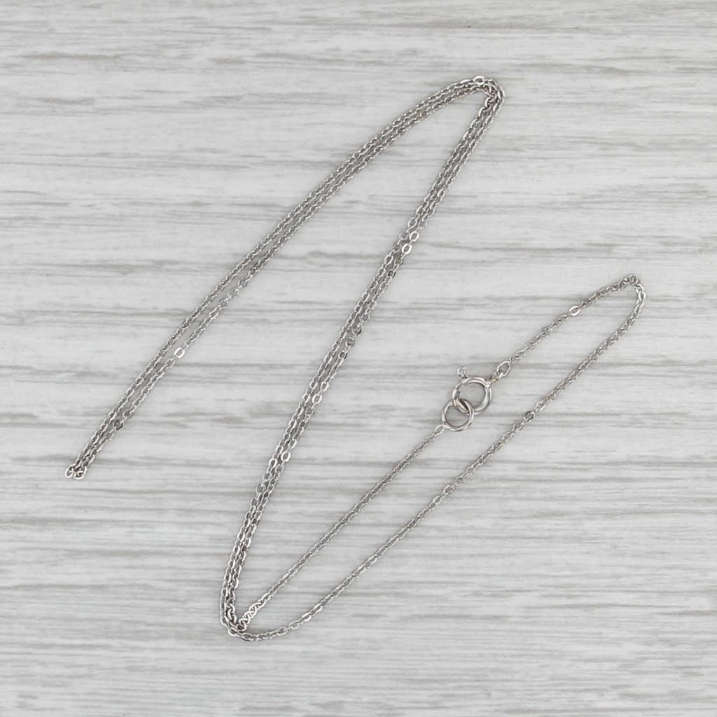 16.25" 1.1mm Cable Chain Necklace 14k White Gold