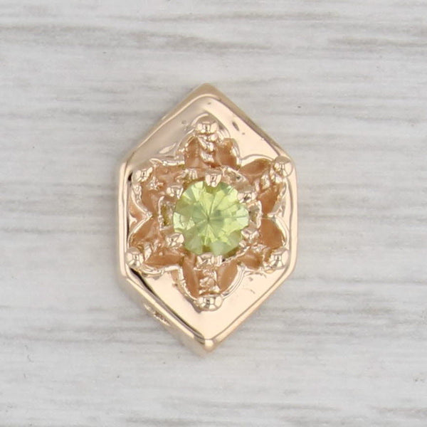 Gray Vintage 0.30ct Peridot Flower Slide Charm 14k Yellow Gold Floral Jewelry