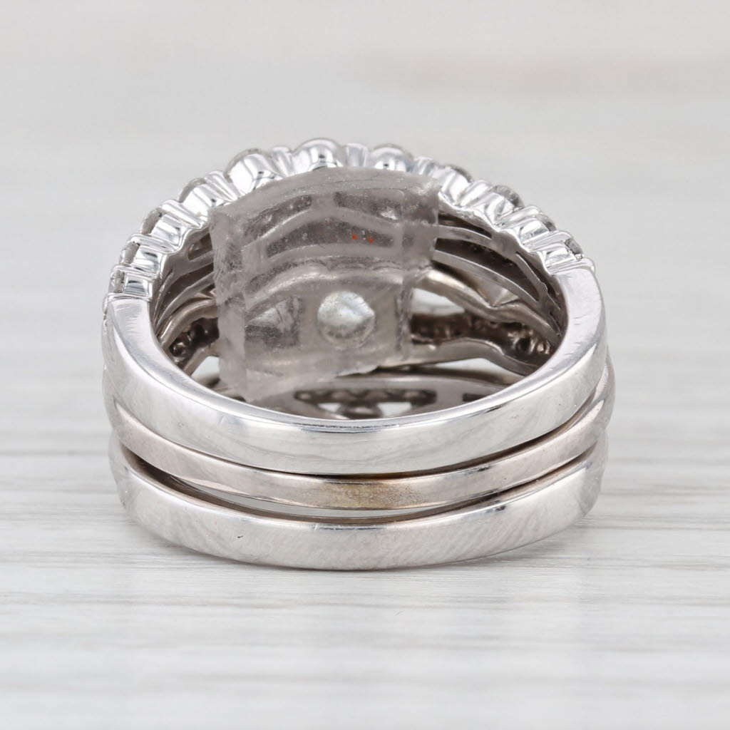 2.25ctw Diamond Engagement Ring 2 Wedding Bands Set 14k White Gold Size 5.75-6