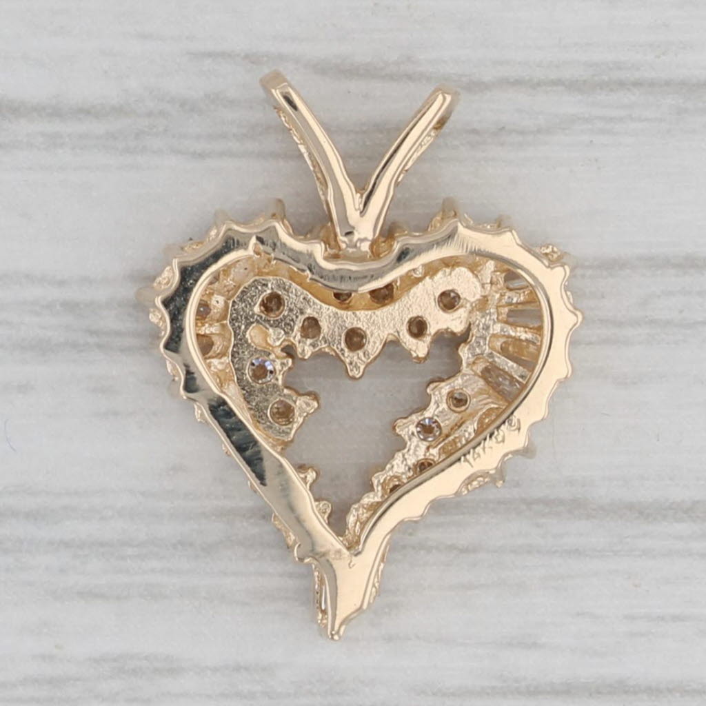 Gray 0.41ctw Diamond Open Heart Pendant 14k Yellow Gold