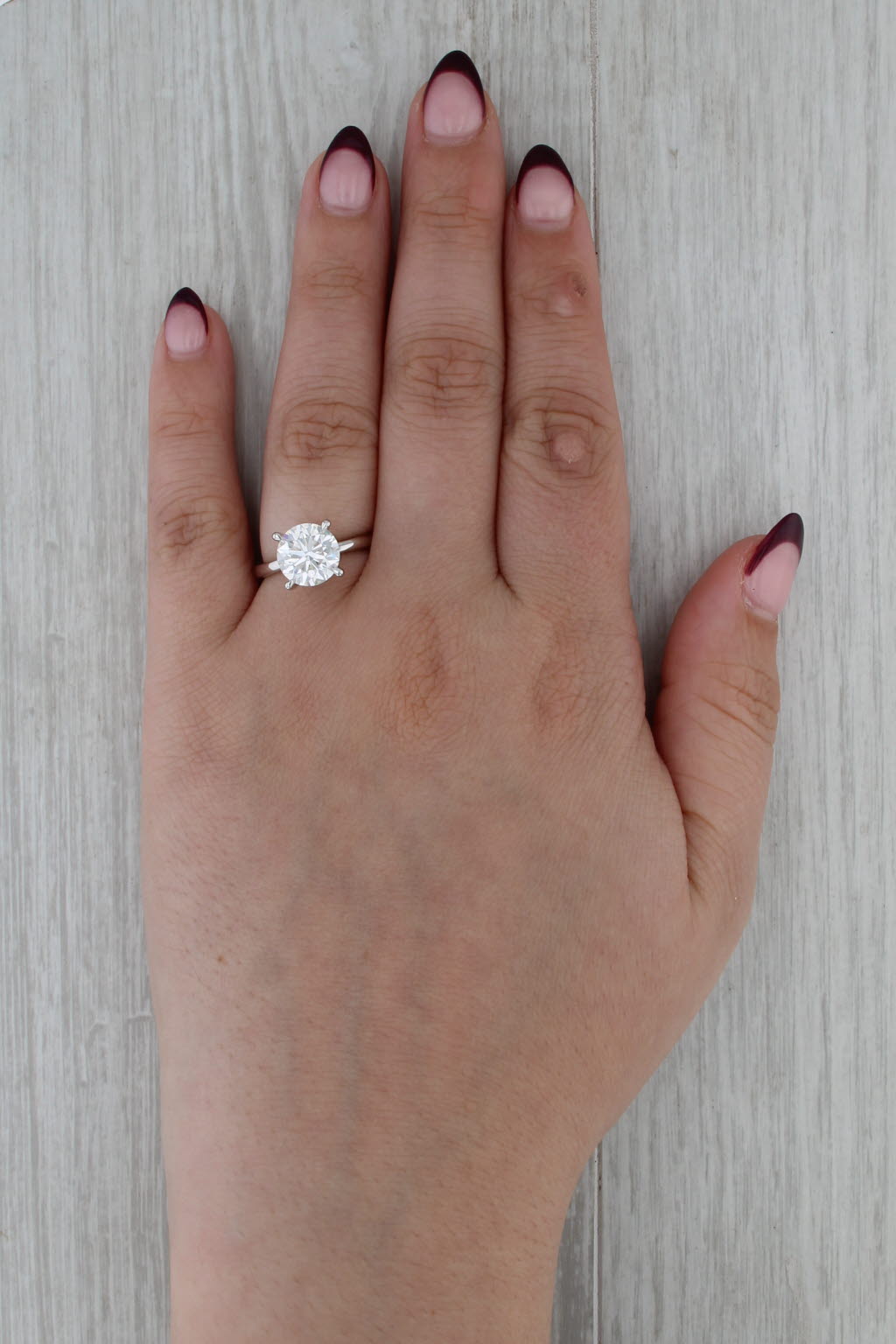 New IGI 3.14ctw Round Lab Grown Diamond Engagement Ring 14k White Gold Size 6.5