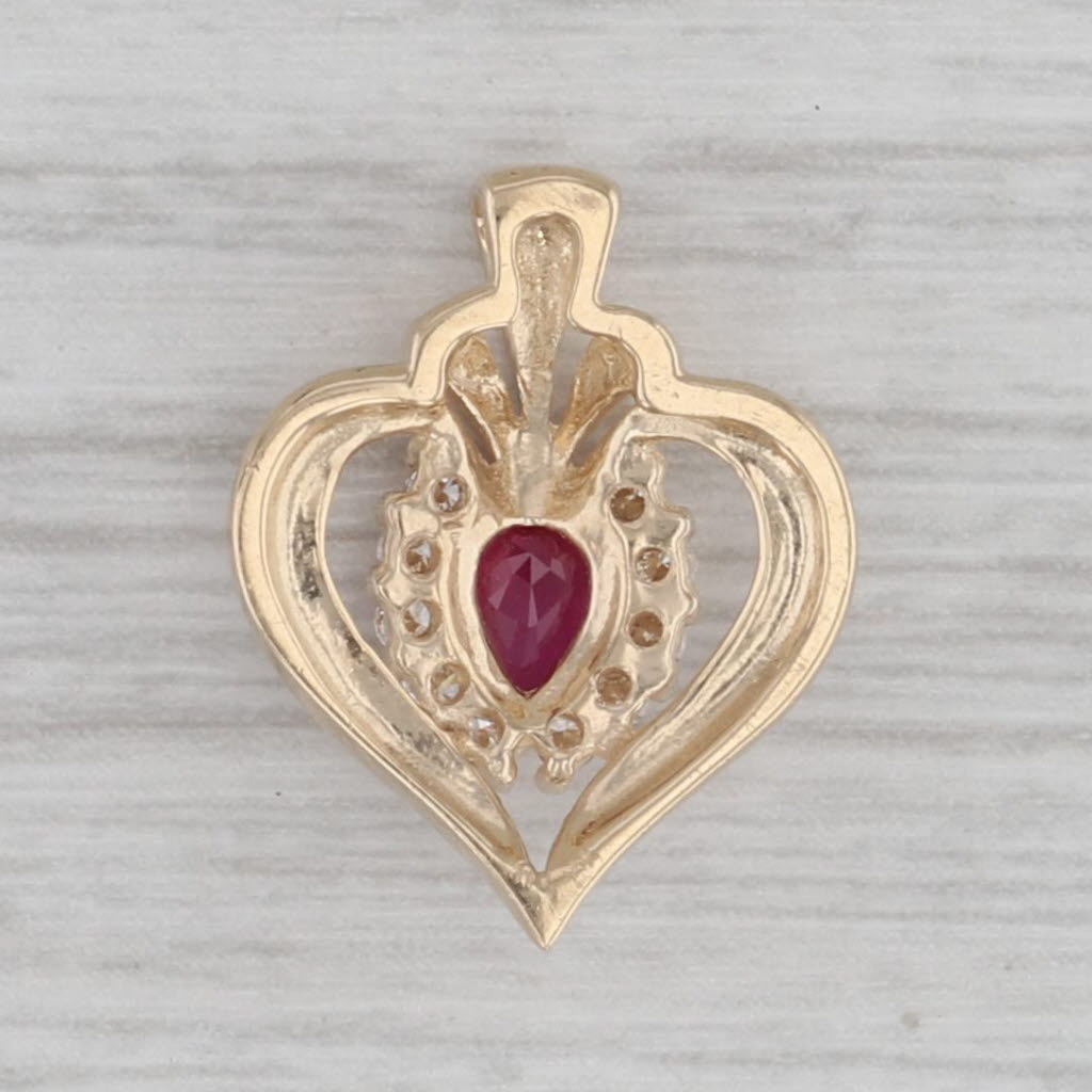 Gray 0.40ctw Ruby Diamond Heart Pendant 14k Yellow Gold