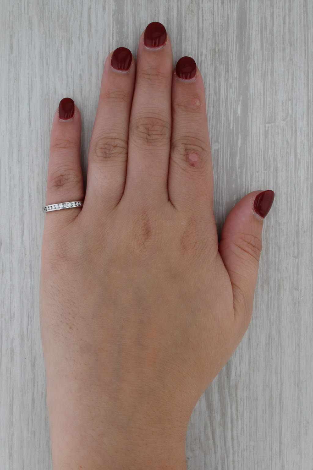 0.25ctw Diamond Wedding Band 18k White Gold Size 4.75 Stackable Anniversary Ring