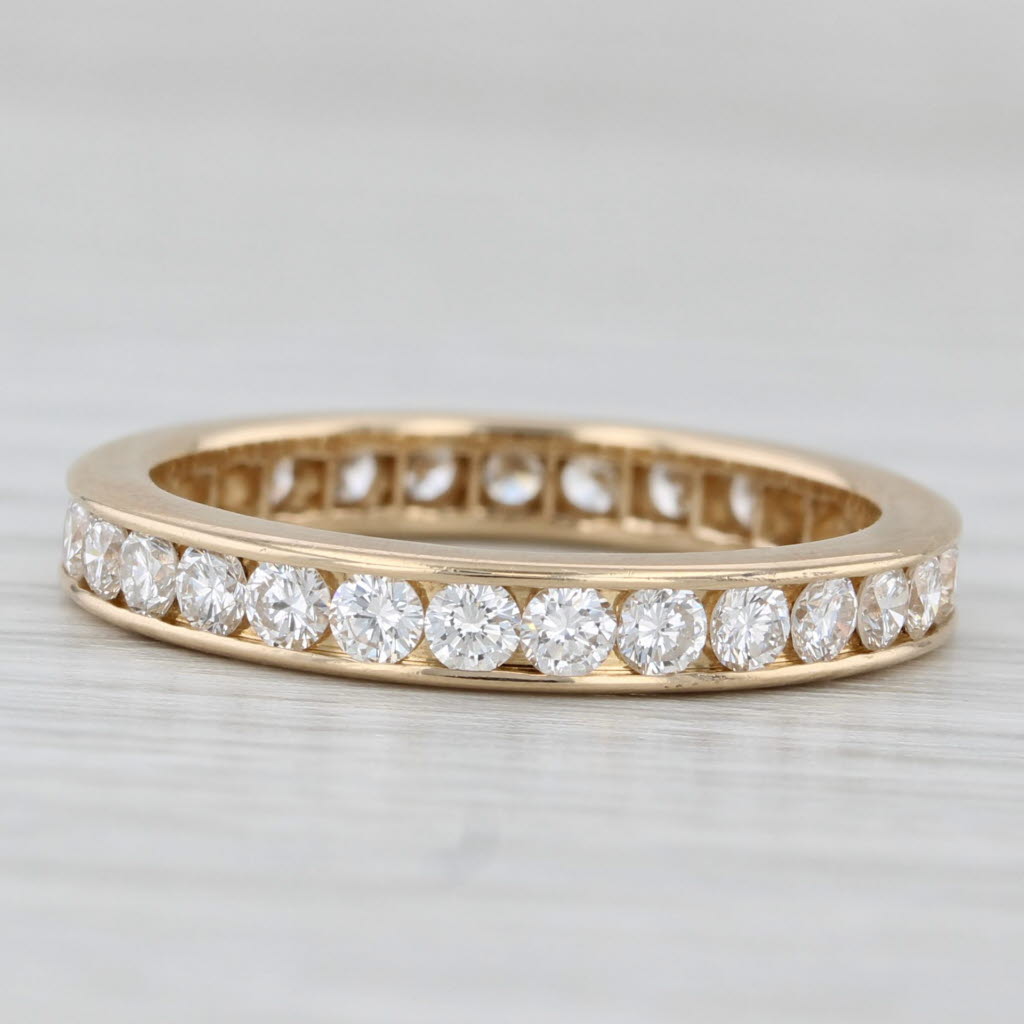 Light Gray 0.95ctw Diamond Eternity Band 18k Yellow Gold Stackable Anniversary Wedding Ring