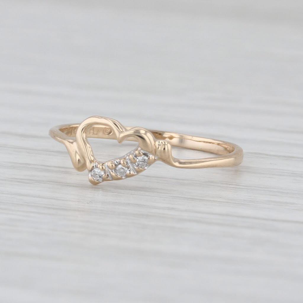 Diamond Accented Open Heart Ring 14k Yellow Gold Size 6