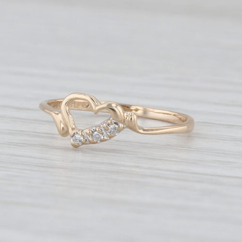 Diamond Accented Open Heart Ring 14k Yellow Gold Size 6