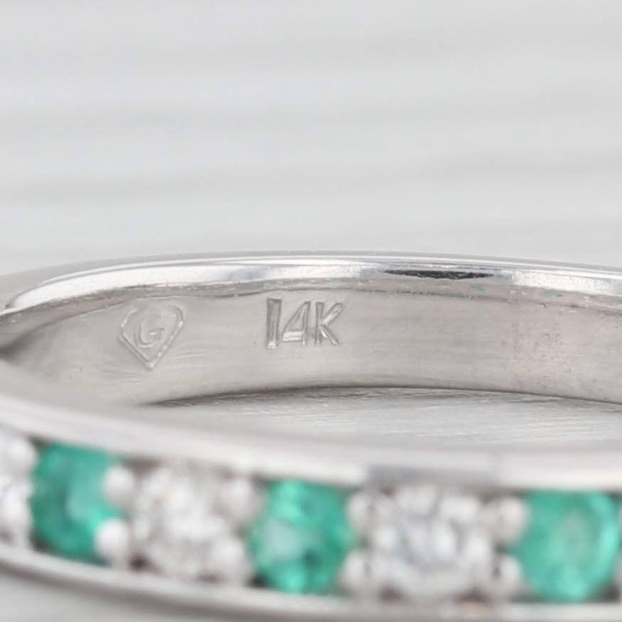 Light Gray 0.46ctw Diamond Emerald Stackable Ring 14k White Gold Size 6.75 Wedding Band