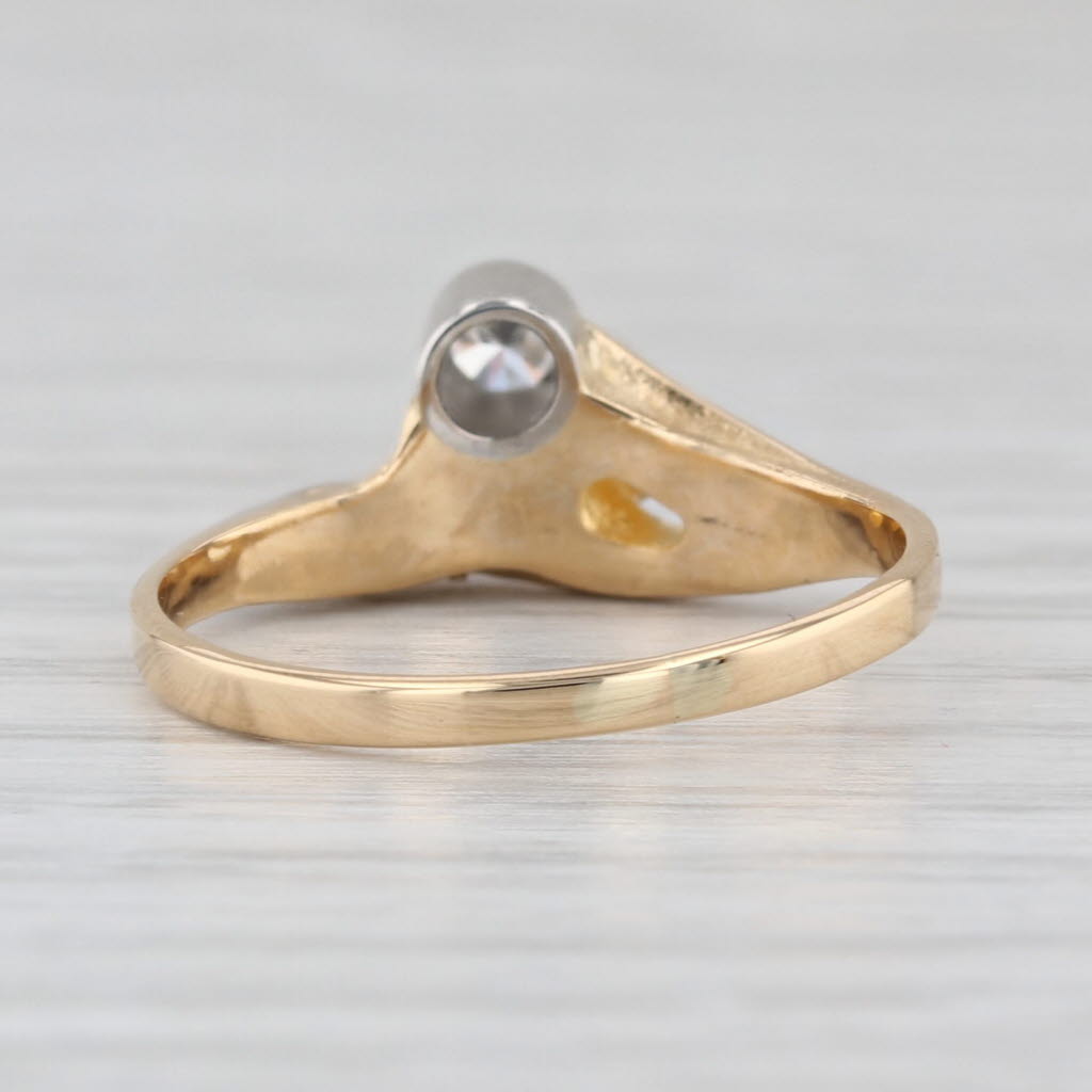 Lapponia 0.10ctw Diamond Solitaire 2-Toned Ring 18k Yellow White Gold Size 5