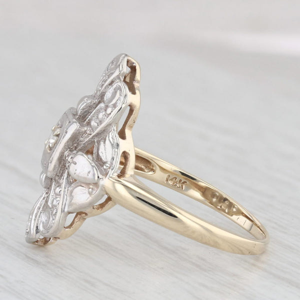 Vintage Diamond Ring 14k White Yellow Gold Size 5
