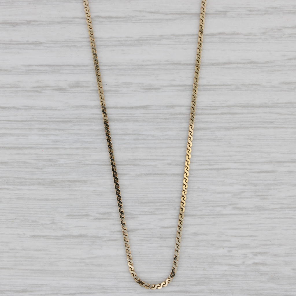 Gray Serpentine Chain Necklace 14k Yellow Gold 16" 1.3mm