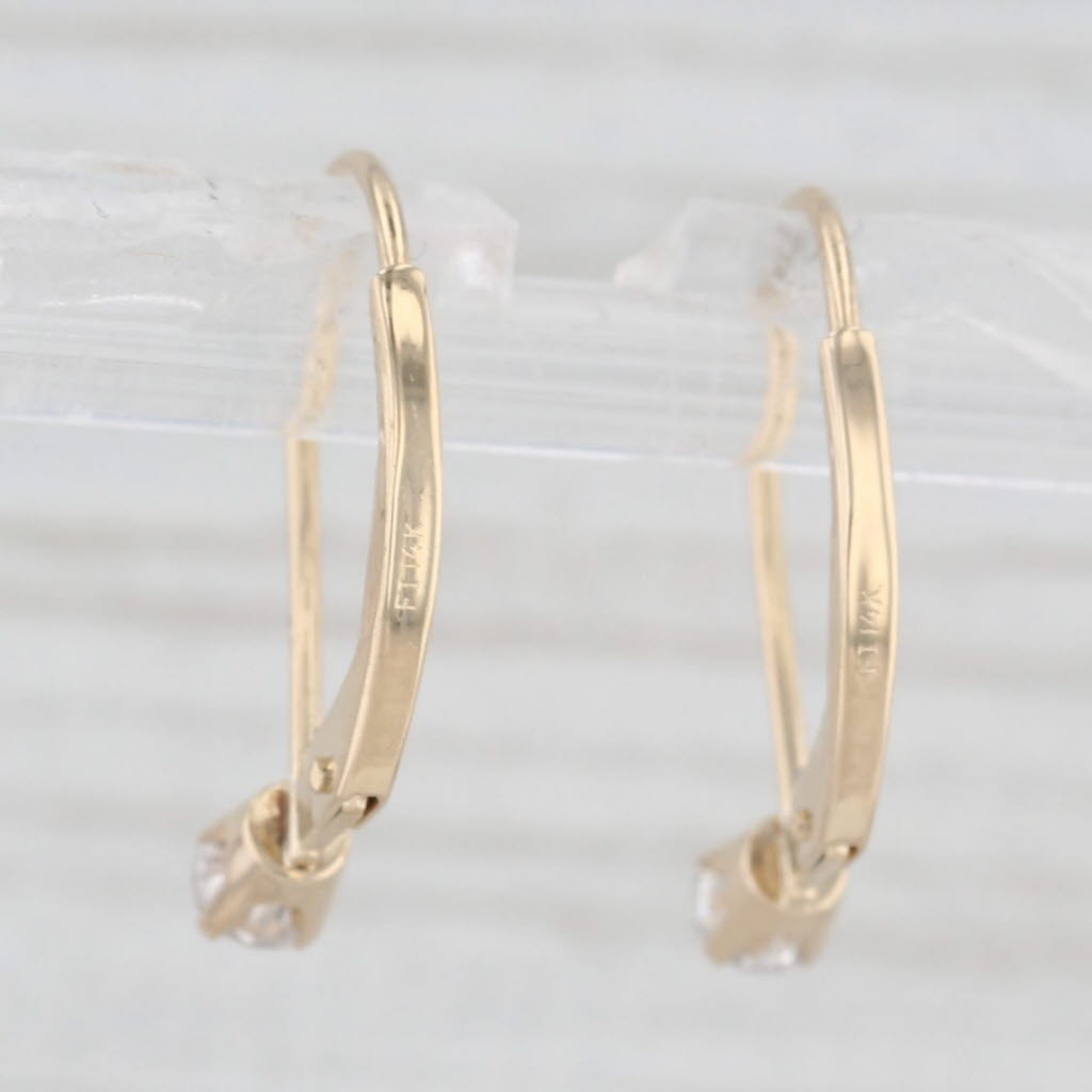 Light Gray 0.20ctw Diamond Drop Earrings 14k Yellow Gold Hook Posts Lever Backs