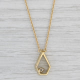 Framed 0.15ct Diamond Pendant Necklace 18k 14k Yellow Gold 15" Cable Chain