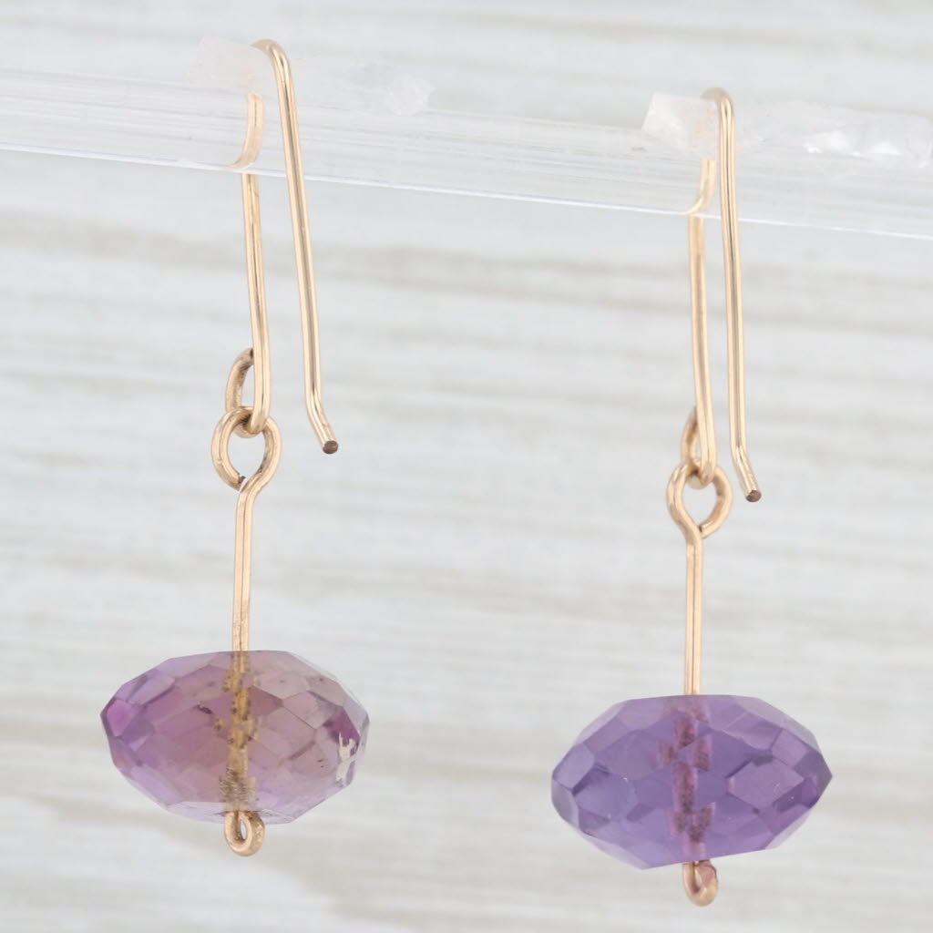 Light Gray Amethyst Smoky Quartz Bead Dangle Earrings Gold Filled Hook Posts Mismatched