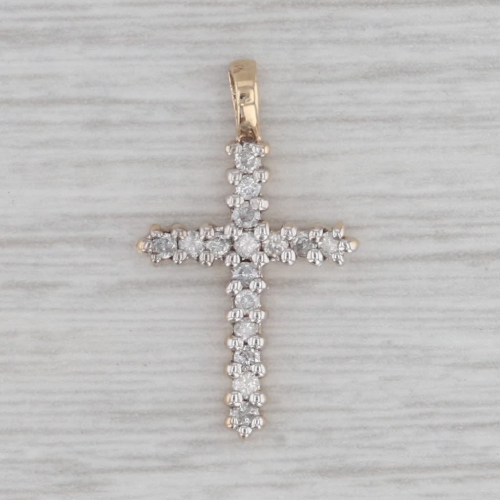 Gray 0.25ctw Diamond Cross Pendant 10k Yellow Gold