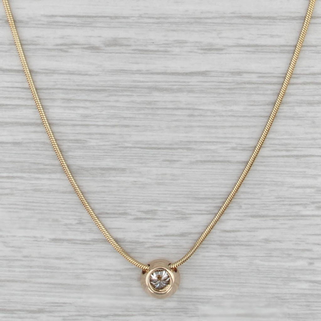 0.57ctw Round Diamond Solitaire Pendant 14k Yellow Gold 18" Snake Chain