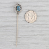 Light Gray Georgian 1.36ctw Blue Sapphire Diamond Stickpin 700 Platinum 10k Gold Antique