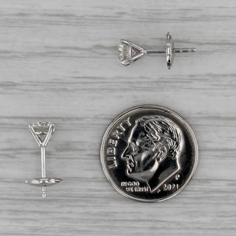 New 0.94ctw Diamond Stud Earrings 14k White Gold GIA Round Solitaire Studs