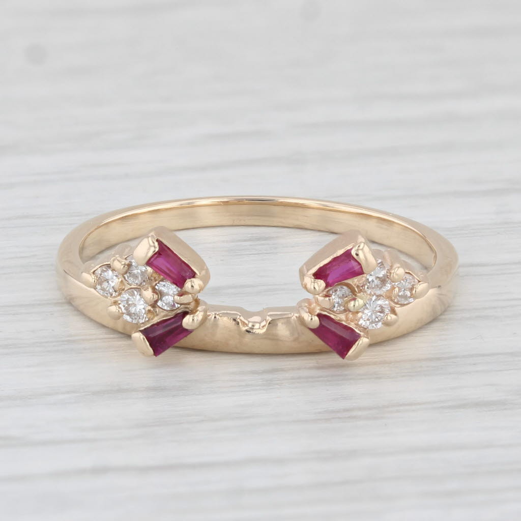 Light Gray 0.25ctw Ruby Diamond Ring Guard 14k Yellow Gold Size 7.5