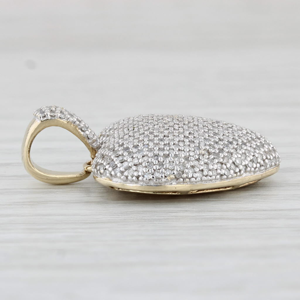 Light Gray 1.01ctw Pave Diamond Heart Pendant 10k Yellow Gold