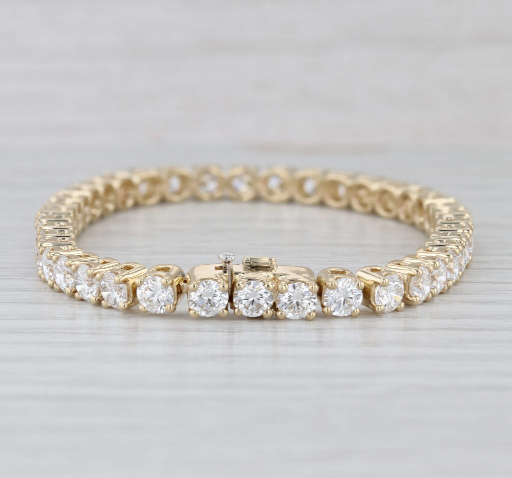 New 11.20ctw Lab Grown Diamond Tennis Bracelet 14k Yellow Gold 7" 4.2mm