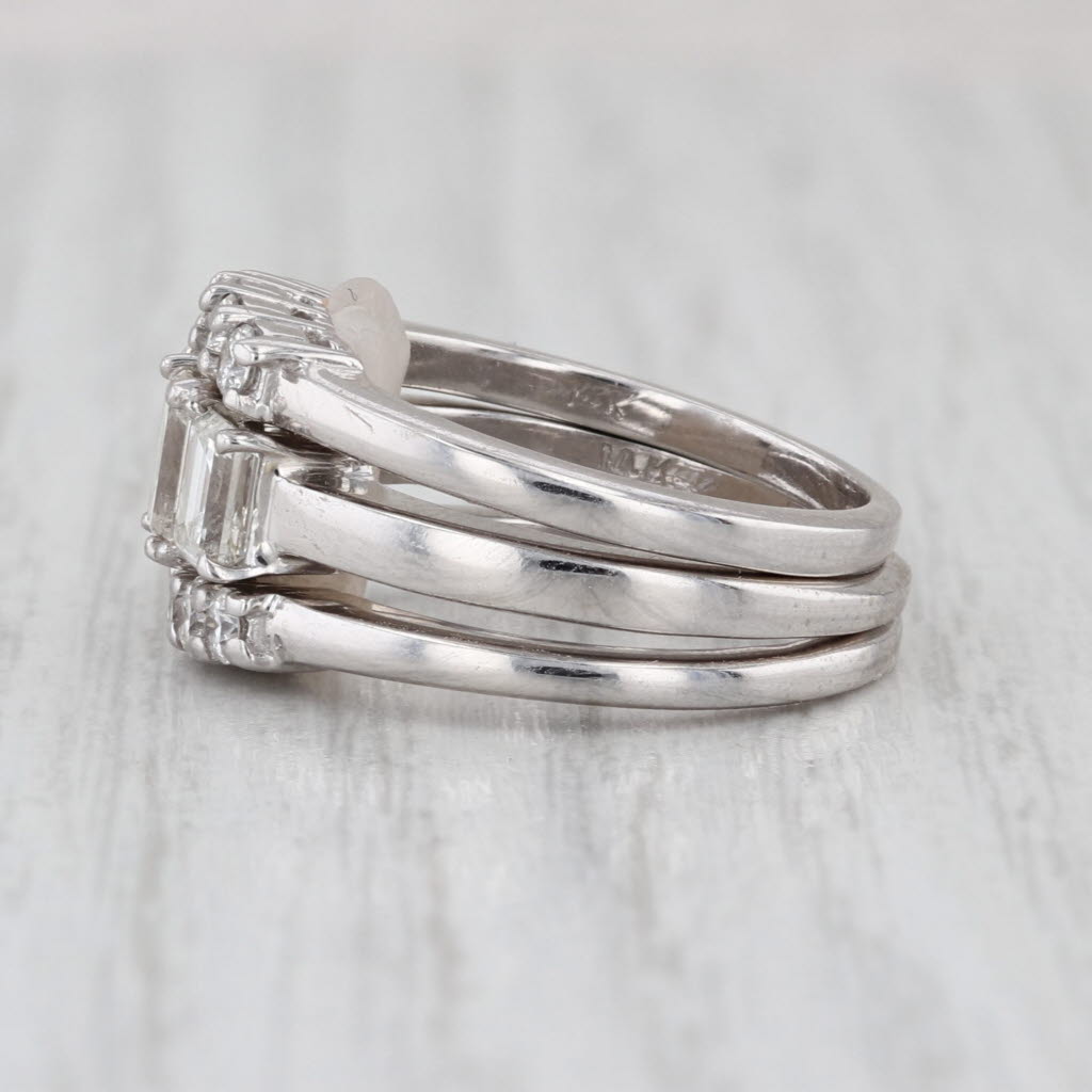 1.76ctw 3-Ring Bridal Set 2 Wedding Bands Engagement 14k White Gold Size 6.25