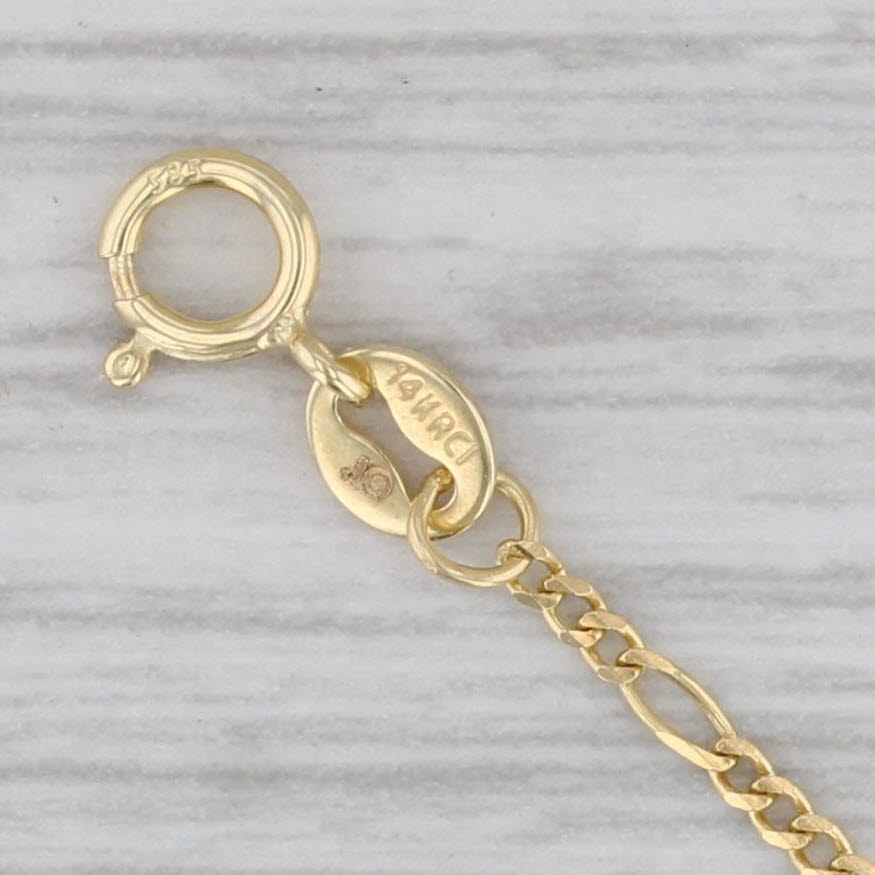 Gray New Petite Figaro Chain 14k Yellow Gold 18" 1.3mm Lobster Clasp