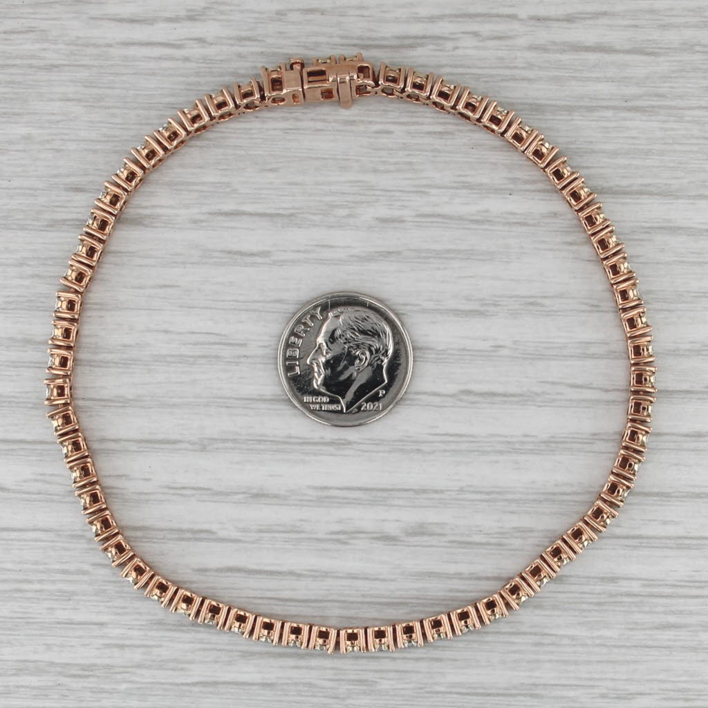 1.50ctw Diamond Tennis Bracelet 14k Rose Gold 9" 3.7mm