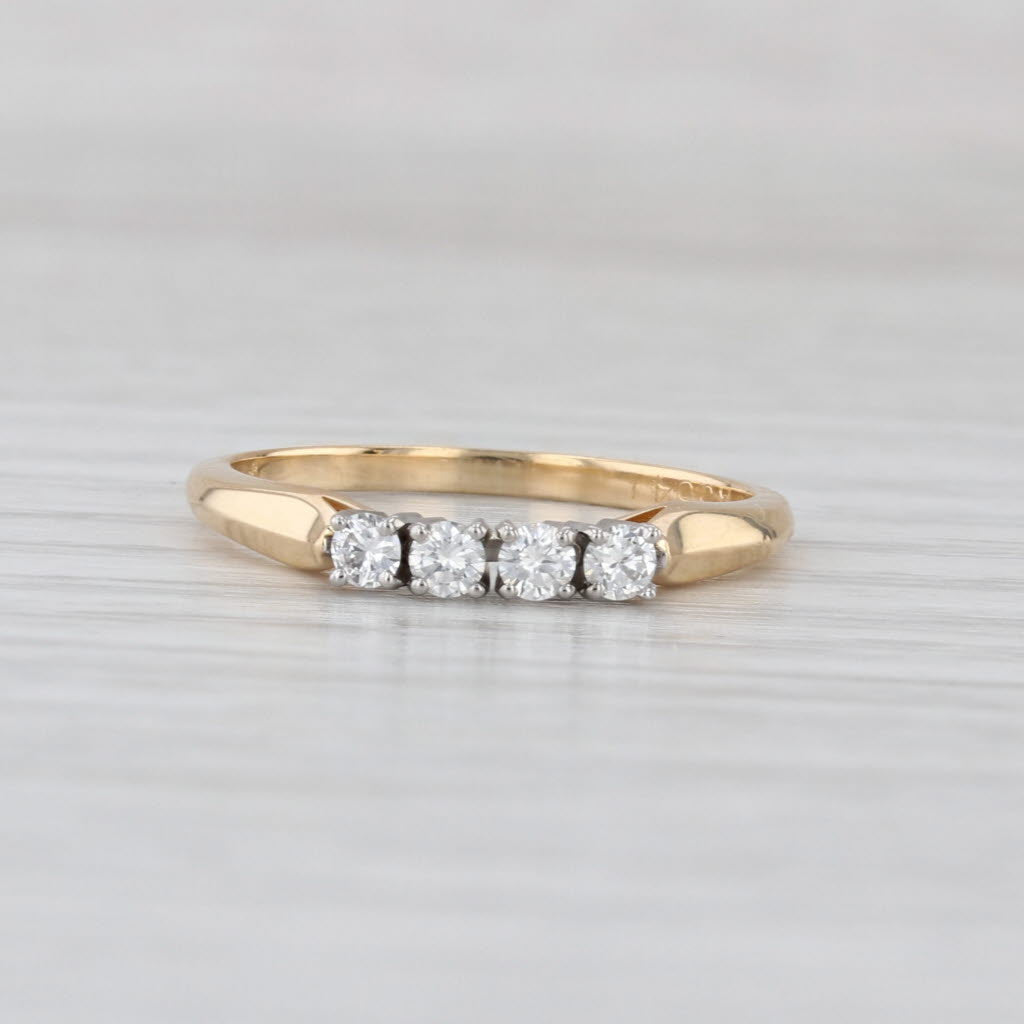 Jabel 0.20ctw Diamond 4-Stone Wedding Ring 18k Gold Stackable Size 6.5